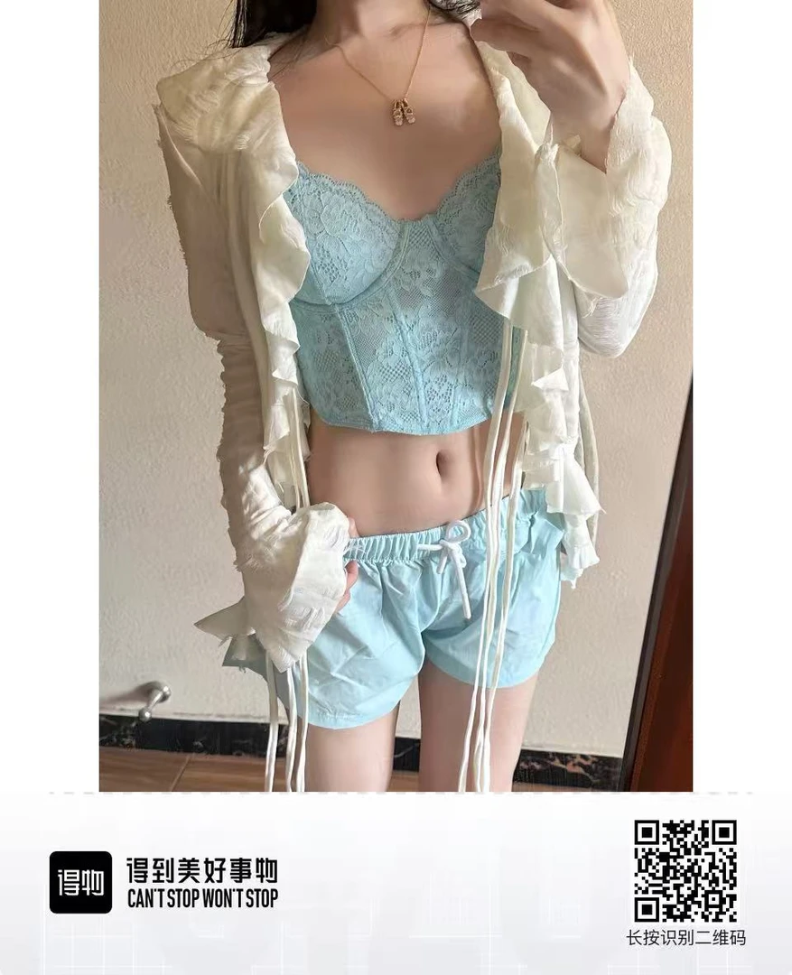 呆呆姐 4US美式复古蓝色抽绳沙滩速干短裤！正品 超耐看！！