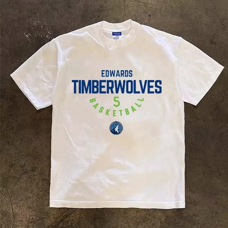 海外订单尾货~剪标撤回外贸美式复古5号球衣印花纯棉短袖T恤男女