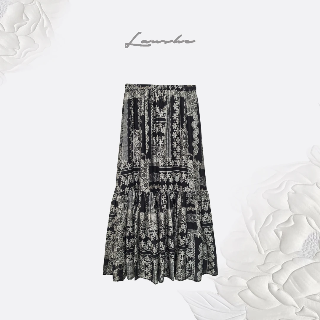 印花立裁拼接半裙Z