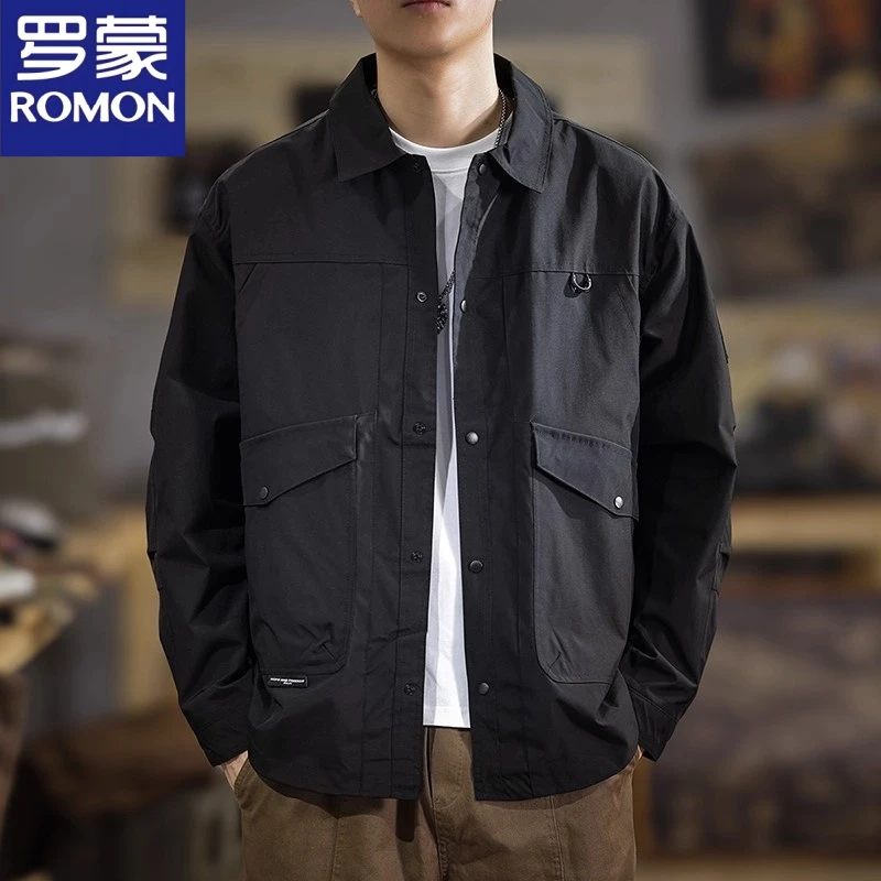 风衣罗蒙潮牌秋季户外工装男士夹克2025秋冬宽松百搭休闲外套