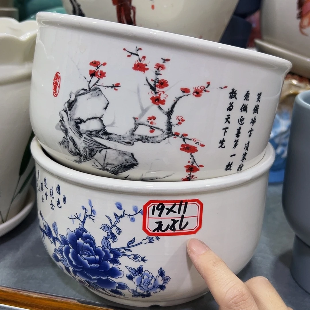 外贸尾单陶瓷花盆凑10米包邮无孔