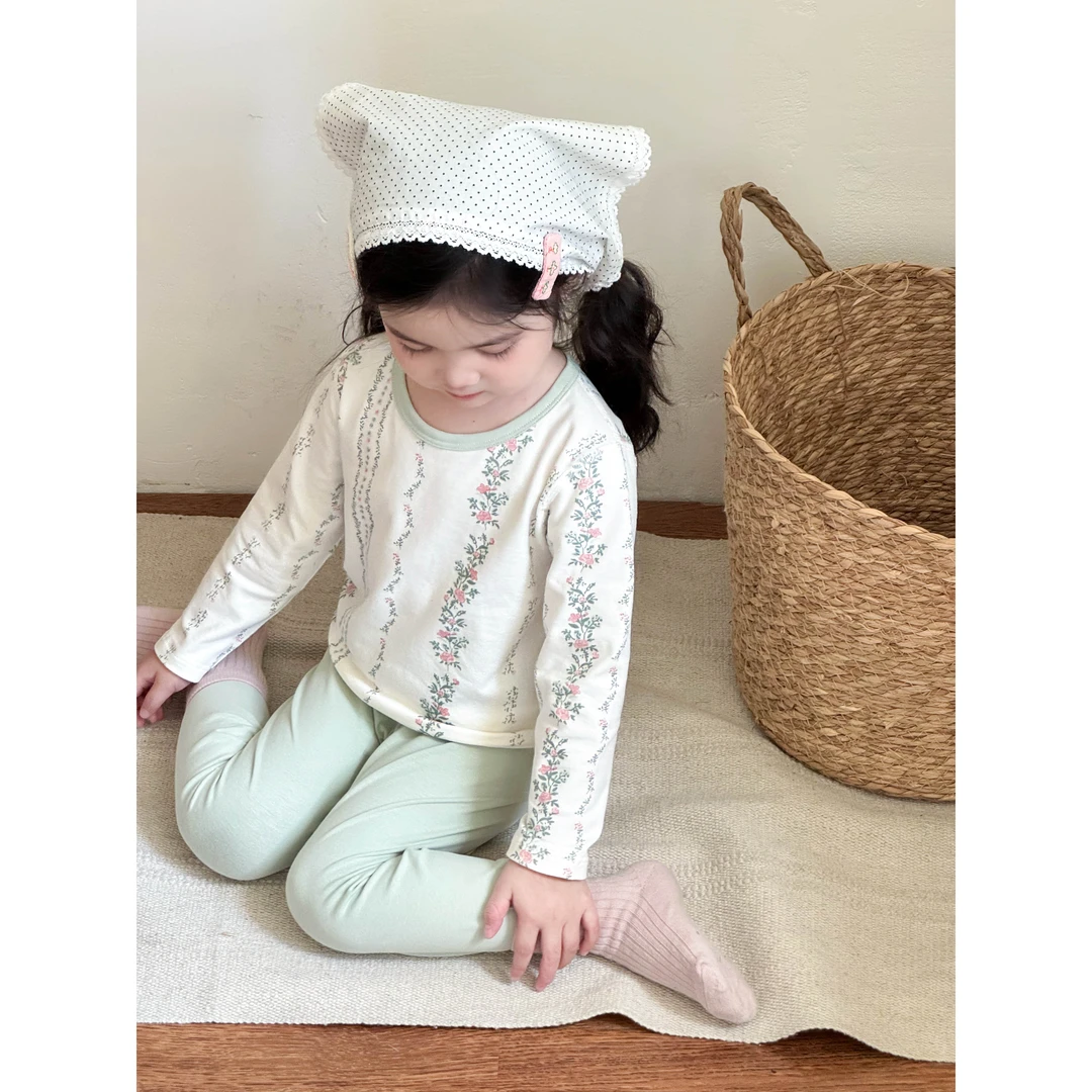 10A爱啦爱啦长绒棉儿童莱卡棉套装宝宝秋衣秋裤保暖内搭