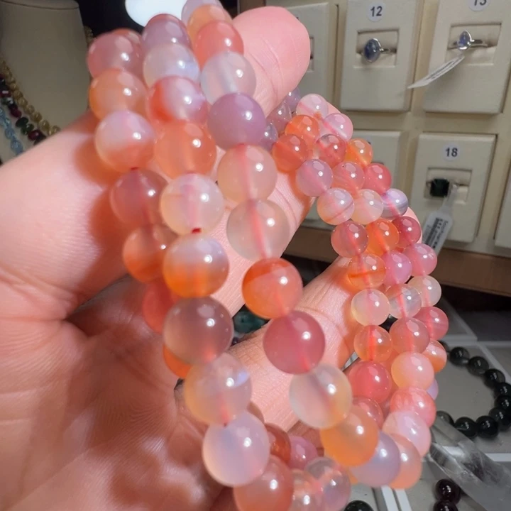 玛瑙/玉髓未镶嵌手链绕手三圈长链巴西糖果玛瑙