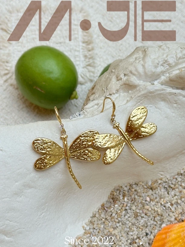 钛钢耳饰 『金色蜻蜓』夏日甜美清新可爱气质