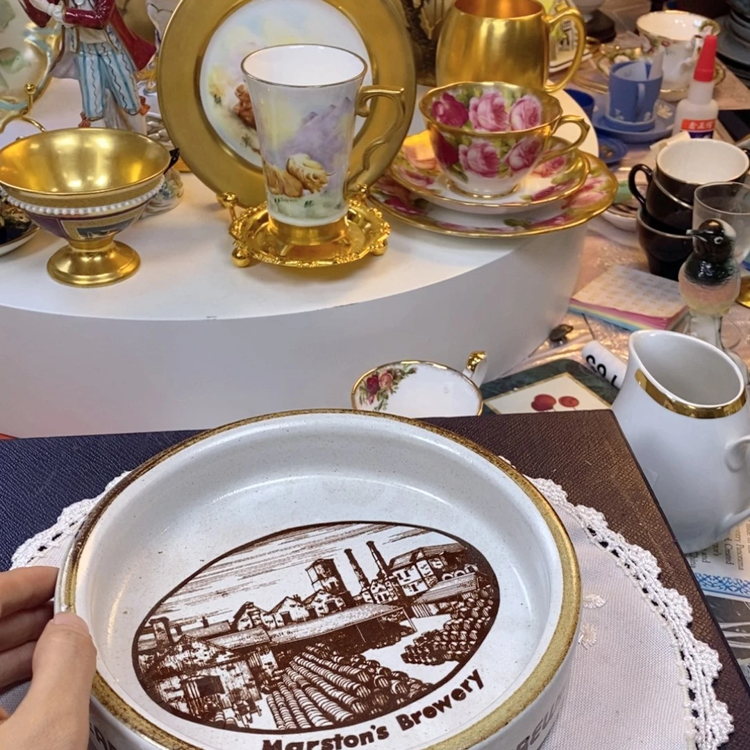 瓷片咖啡杯水晶杯摆件