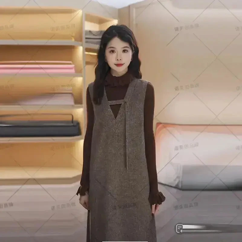 nuobeiyin/诺贝因冬季高级感洋气宽松背心连衣裙  NNBY660966