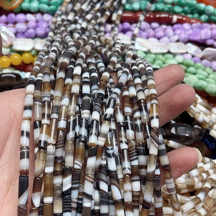 玛瑙/玉髓珠宝半成品未镶嵌一条4x14mm玛瑙管珠