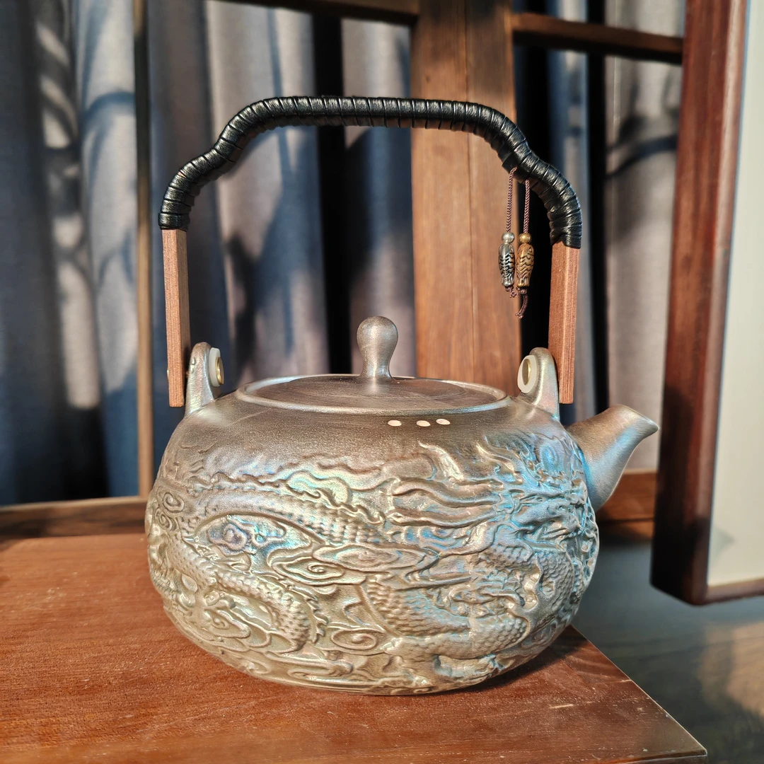 郑文强-手工龙纹提梁煮水壶zh074