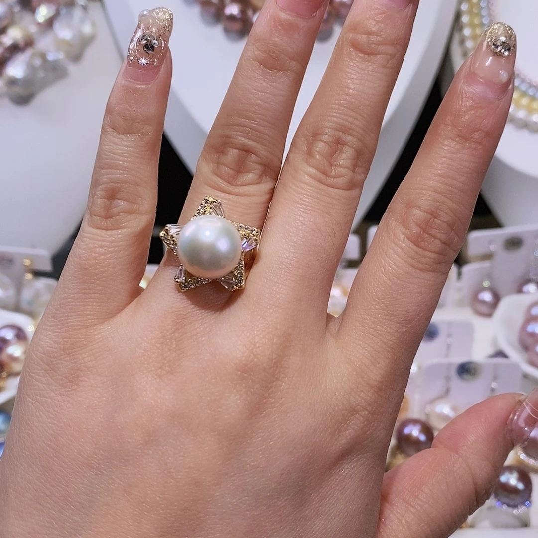 淡水珍珠戒指合金