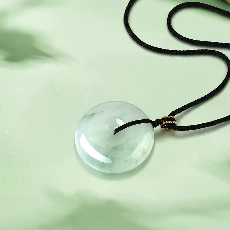 (30mm)天山翠平安扣吊坠高冰高透锁骨链翠色男女同款精致饰品