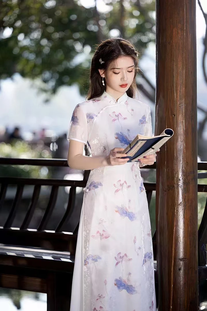 满庭花 日常气质文艺国风复古优雅奥黛改良旗袍