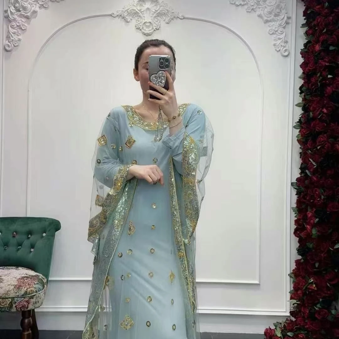 【A003】时尚新款民族服饰迪拜土耳其手工串珠均码气质礼服重工