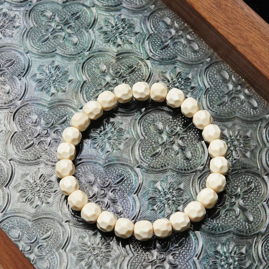 天然猛犸牙无相珠单圈7mm手串