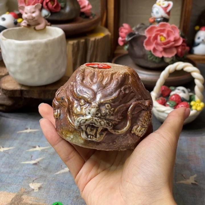 熊猫柴烧微瑕龙龟杯