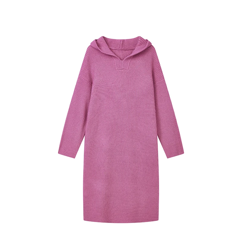 【籽言专属】简约软糯针织裙慵懒风宽松休闲连帽裙子D09CLN9524
