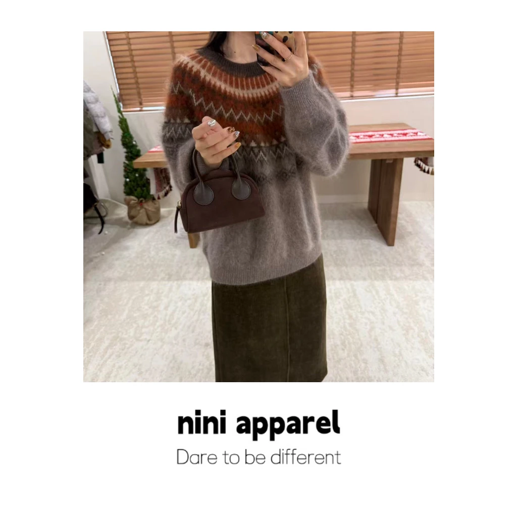 NiNi:高定费尔岛羊毛拉毛工艺套头毛衫～