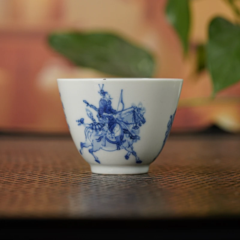 【墨舍名窑】自牧堂青花西岳降灵图杯四 zmt273