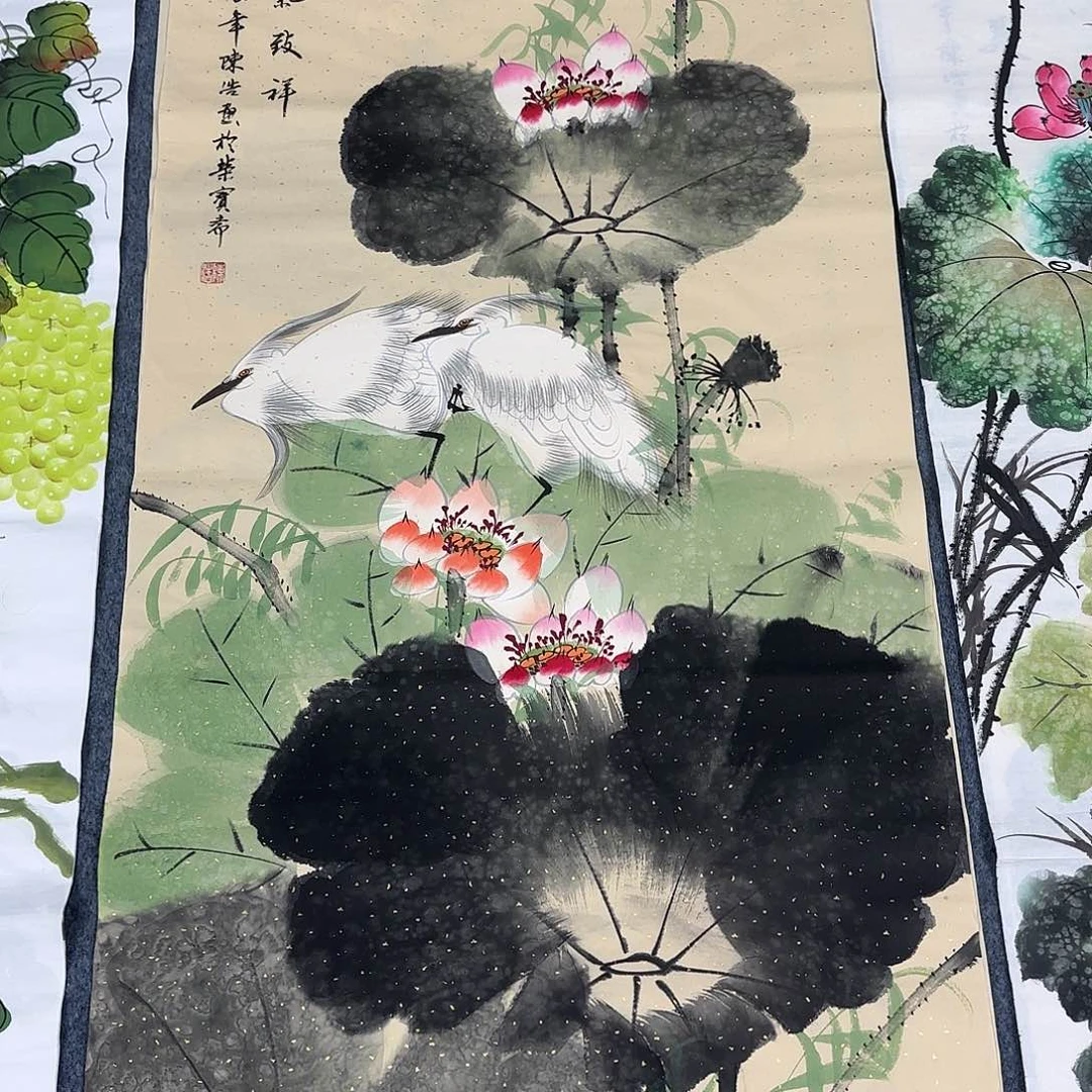 国画尺寸70X138手绘作品