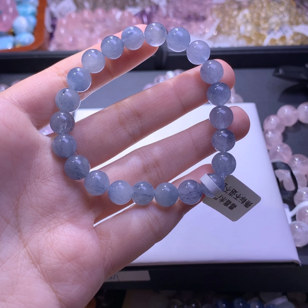 湄***未镶嵌手串水晶蓝兔毛