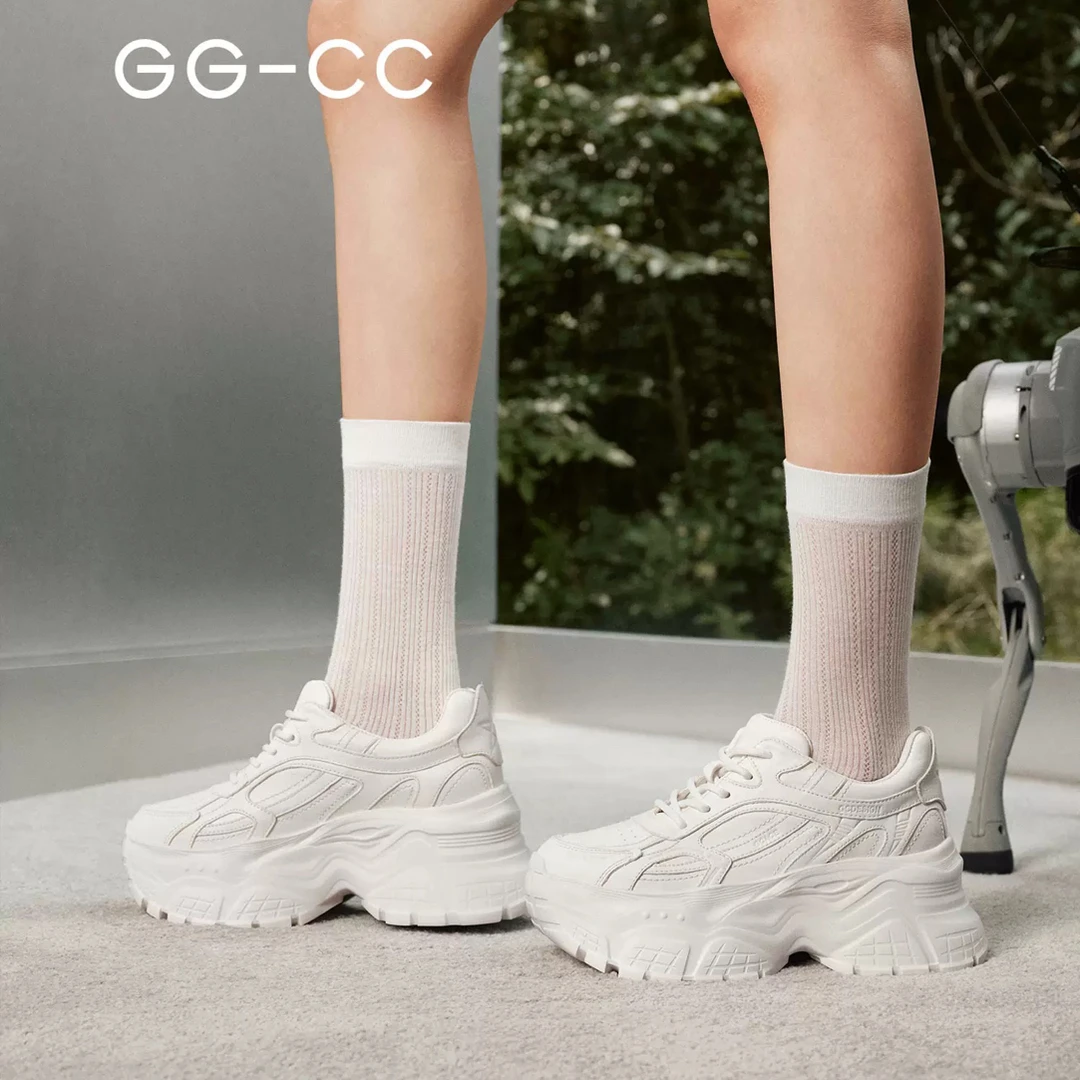 【拓荒者】GGCC潮流复古厚底增高老爹鞋女2025秋季新款运动休闲鞋