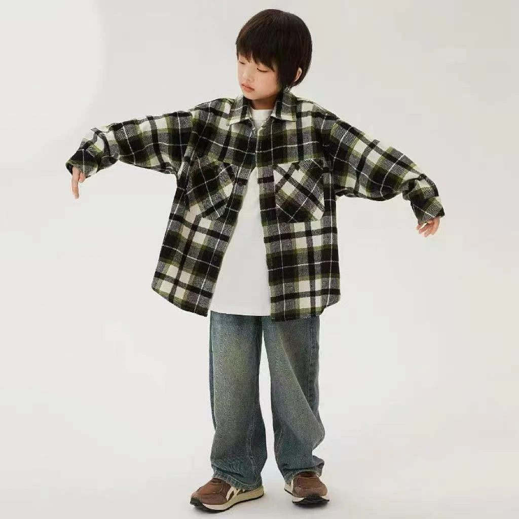 188/儿童春秋长袖格子衬衫/0127/微瑕