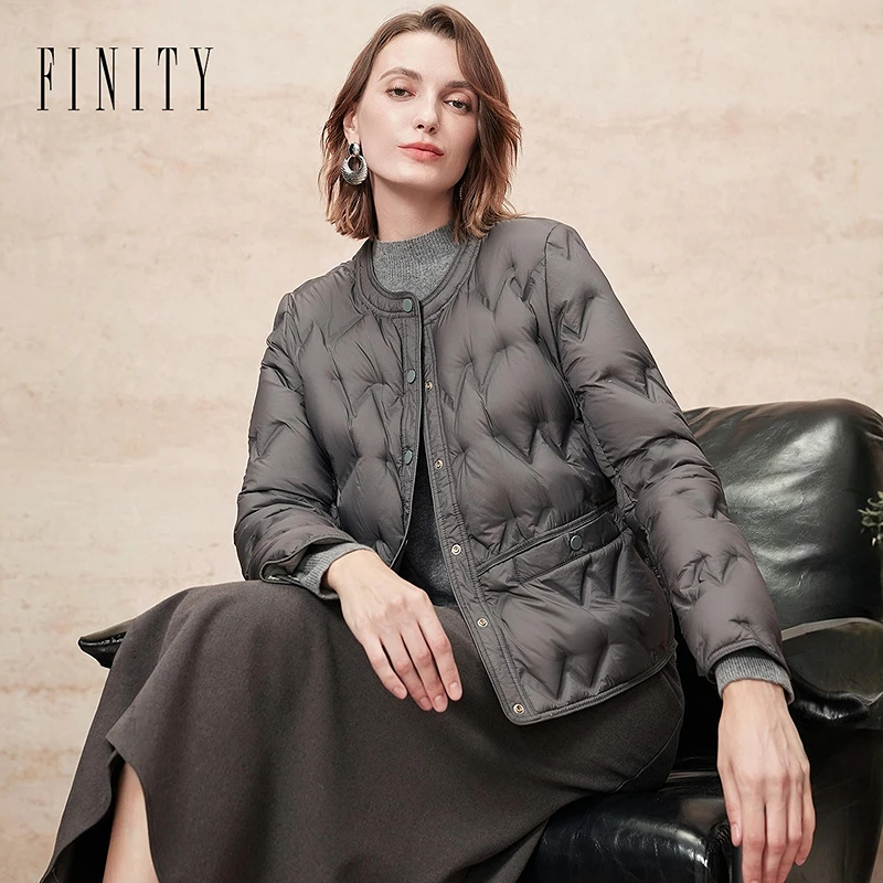 FINITY菲妮迪【90白鹅绒】新款短款休闲风女士显瘦轻薄羽绒服冬