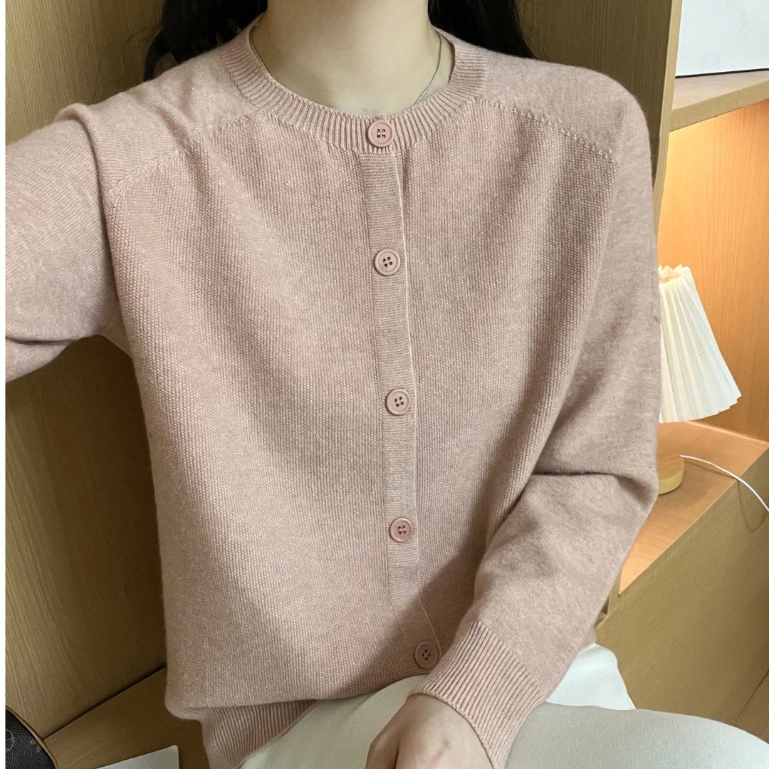 086#小香风长袖针织衫显瘦时尚百搭圆领开衫434