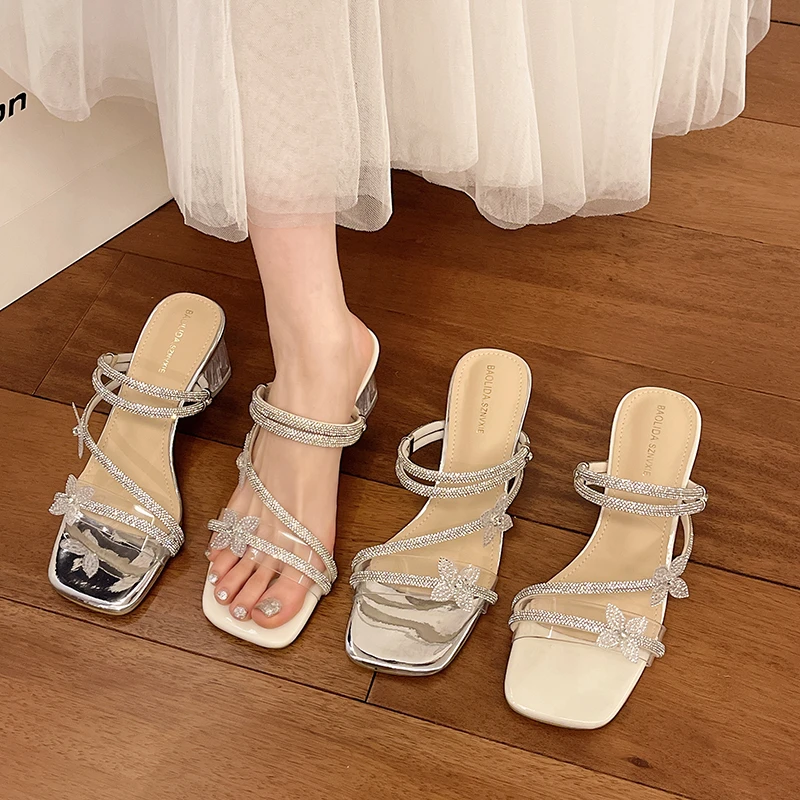 厚底凉拖鞋女夏季外穿时尚2025新款仙女风配裙子法式绝美高跟凉鞋