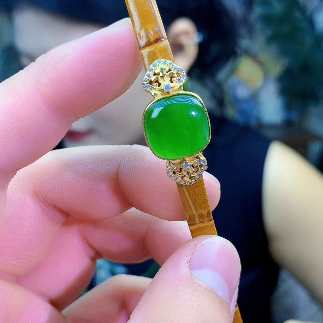 吊坠(不含链)银S925镶嵌和田玉（碧玉）手链