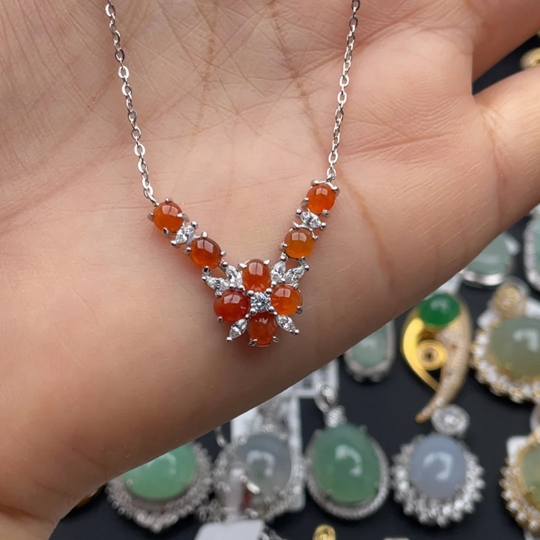 翡翠银S925镶嵌吊坠(不含链)