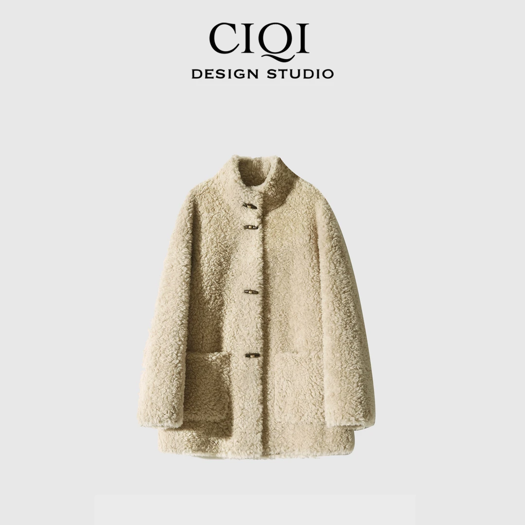 CIQI STUDIO【伦敦初雪】100%绵羊毛立领防风休闲时尚外套My3629