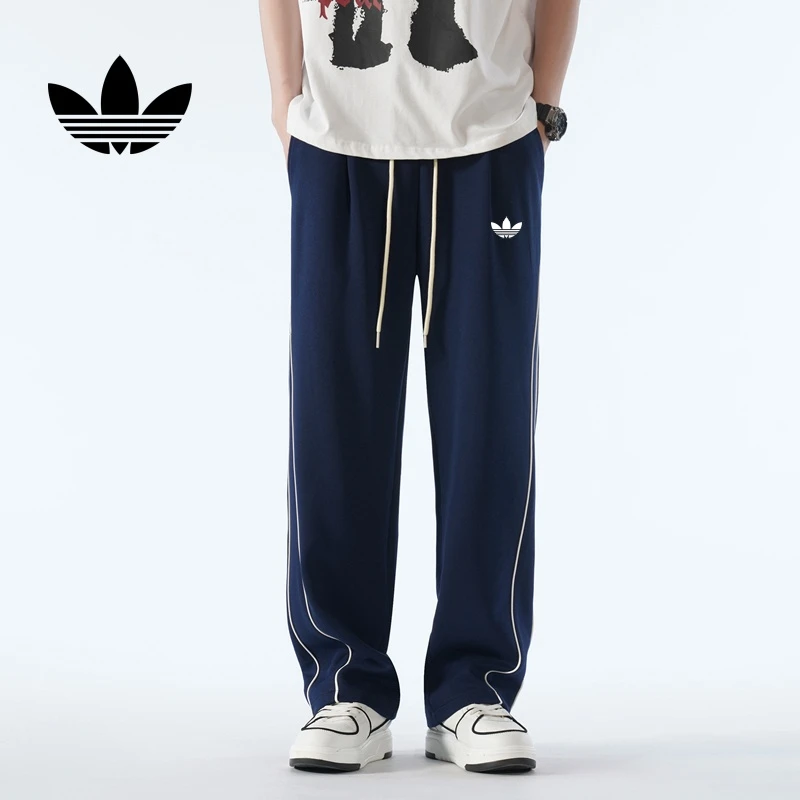 【鸿译轻速男装】秋季阔腿直筒休闲裤男款宽松垂感长裤百搭运动卫裤