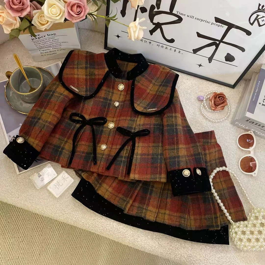 Y4【悦禾】女童新款小香风秋冬韩版百搭洋气加厚童装套装6971