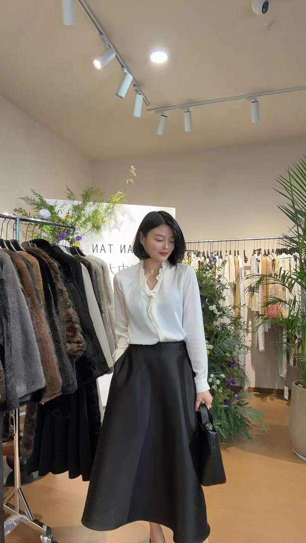 TANTAN 百搭显瘦气质木耳边衬衫2738