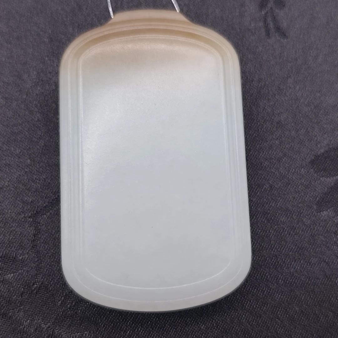 【国玉甄品】 WSP041 和田玉糖白无事牌吊坠50X31X12.7mm