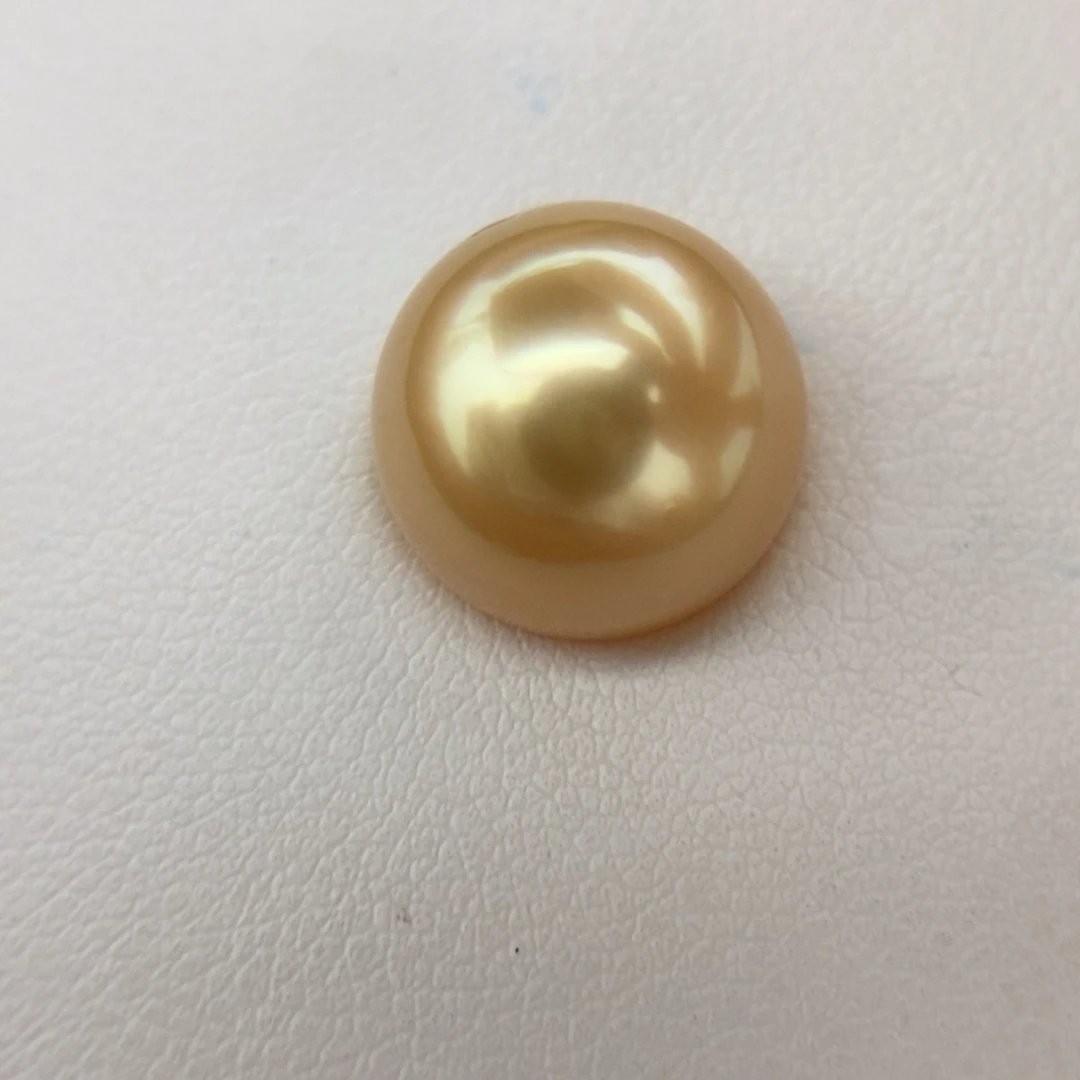 未镶嵌海水珍珠耳钉12.0mm正圆浓茶金小极光