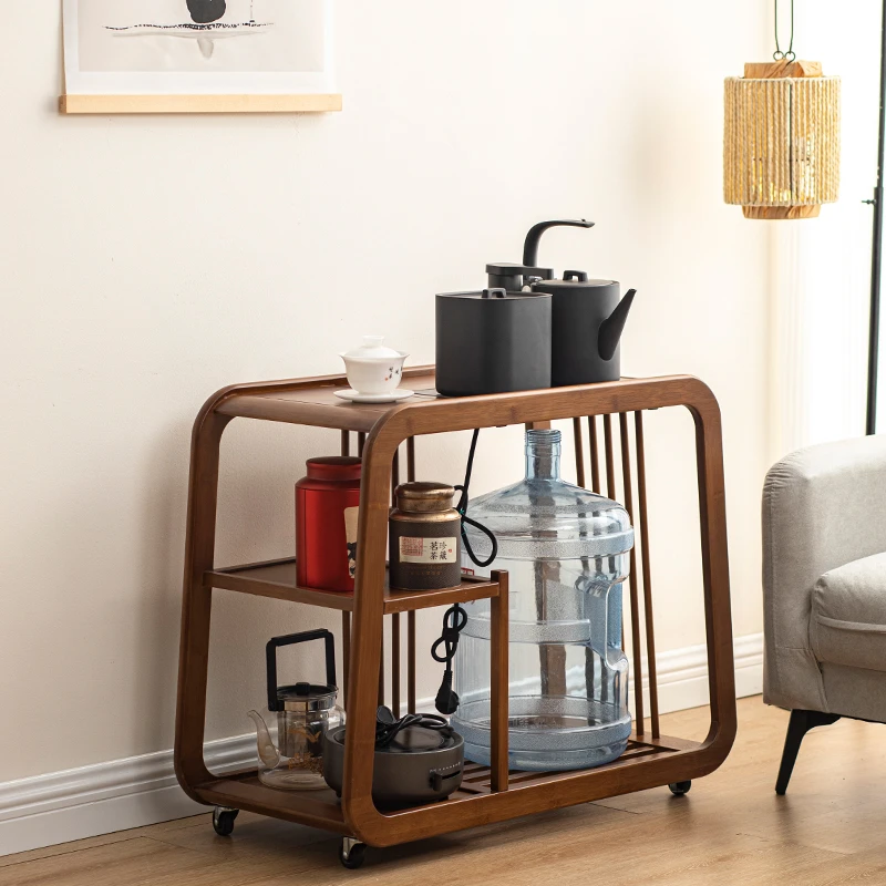 新中式茶水柜客厅角几现代简约储物架烧水壶一体边几移动餐边柜
