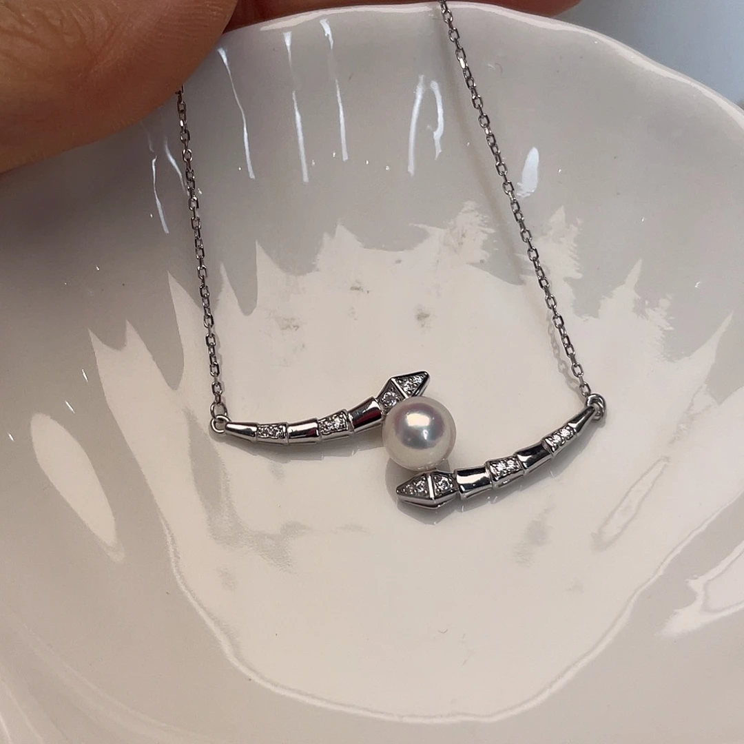 海水珍珠银S925镶嵌颈饰