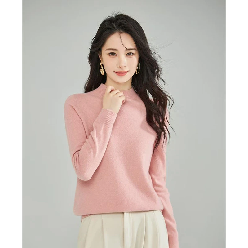 【香嘉怡新品】XJYE092女士上衣绵羊毛圆领套头秋冬针织衫百搭