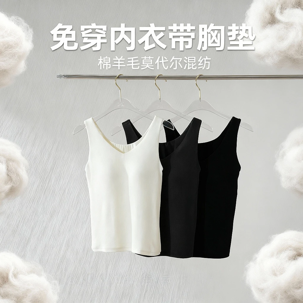 西子/【奶皮背心】免穿内衣带一体胸垫打底内衣背心/NYDZ004