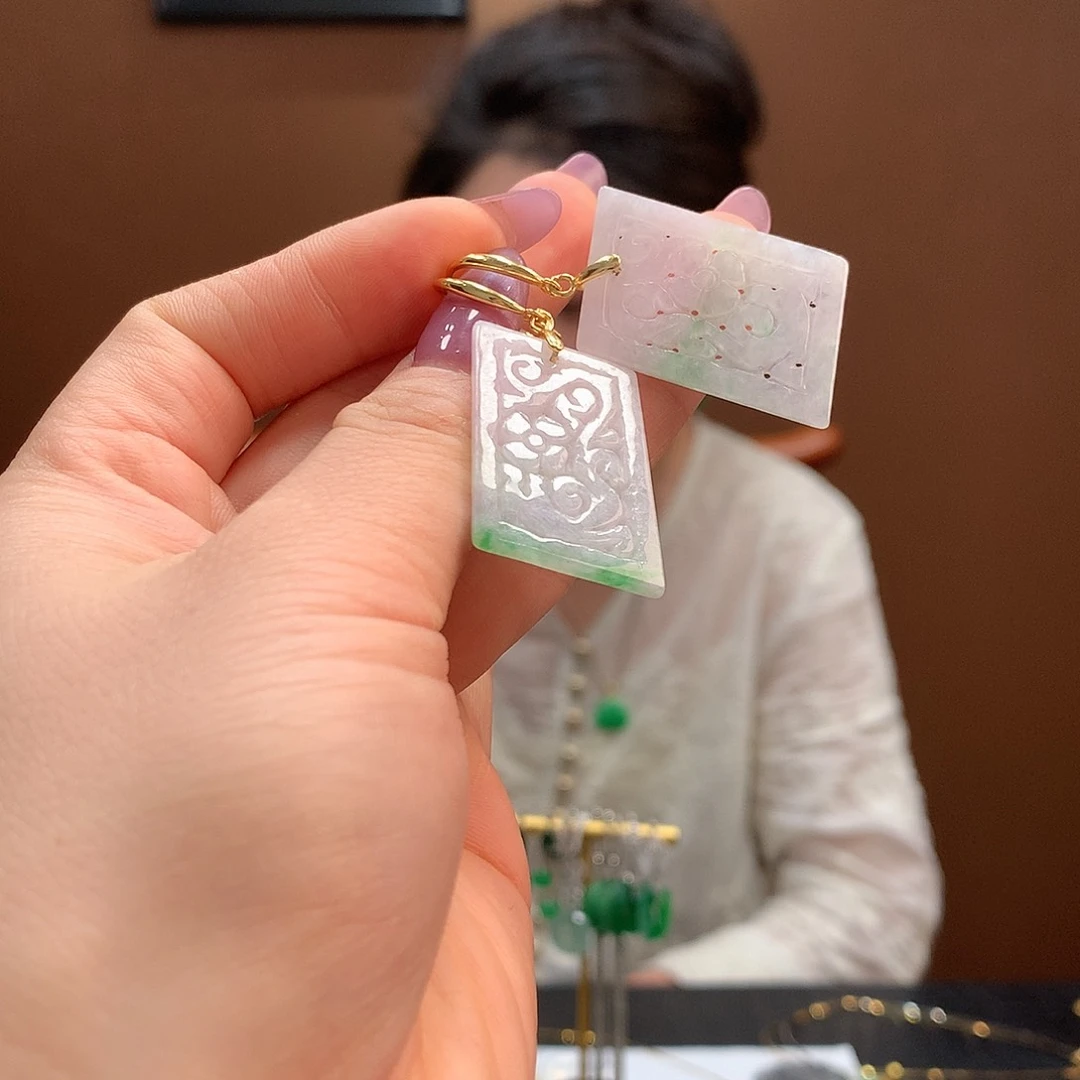 翡翠银S925镶嵌耳饰
