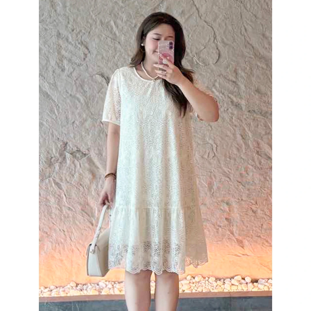 【重工珠片刺绣蕾丝连衣裙】MsShe大码女装夏季高端裙子F2505014