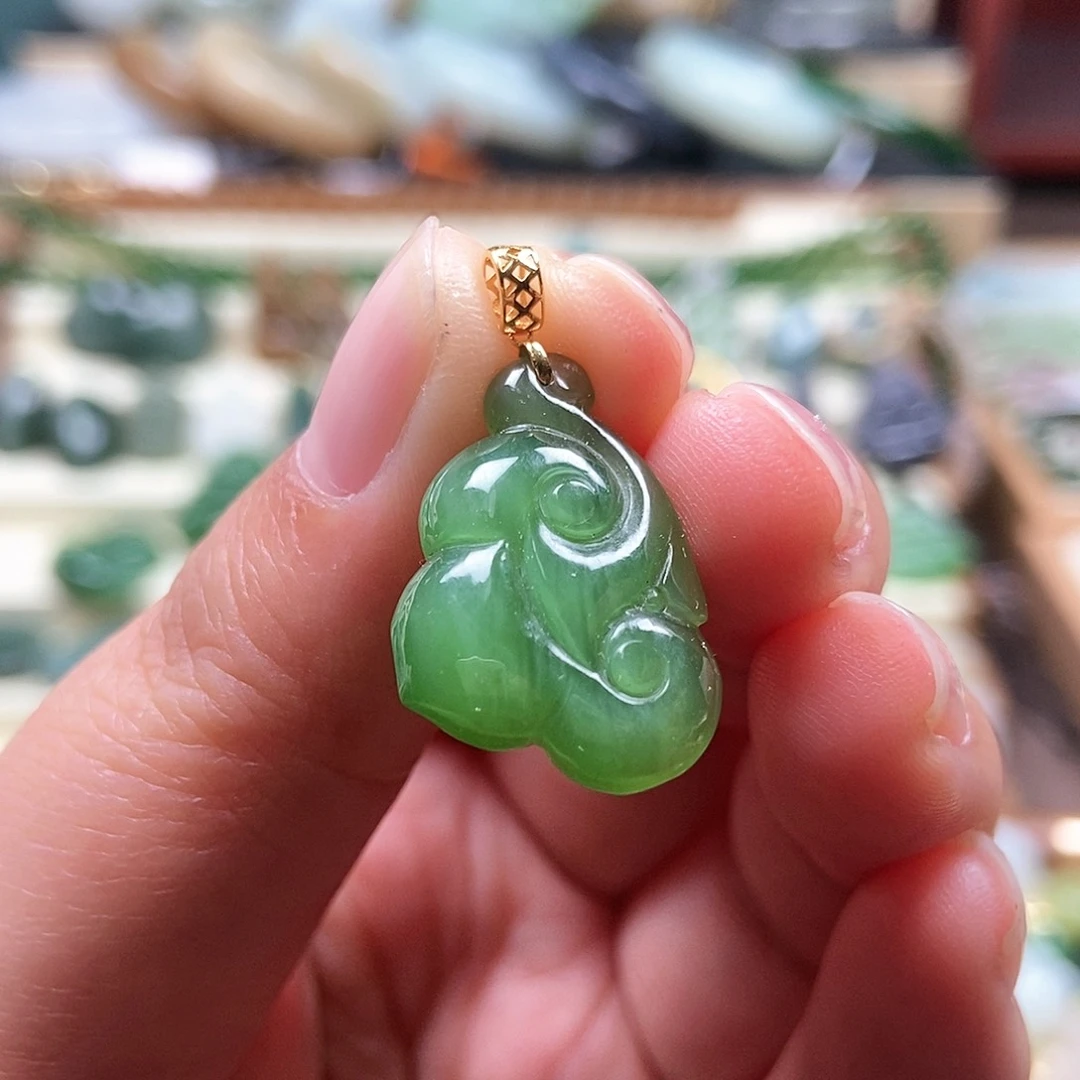 吊坠(不含链)18K金镶嵌和田玉