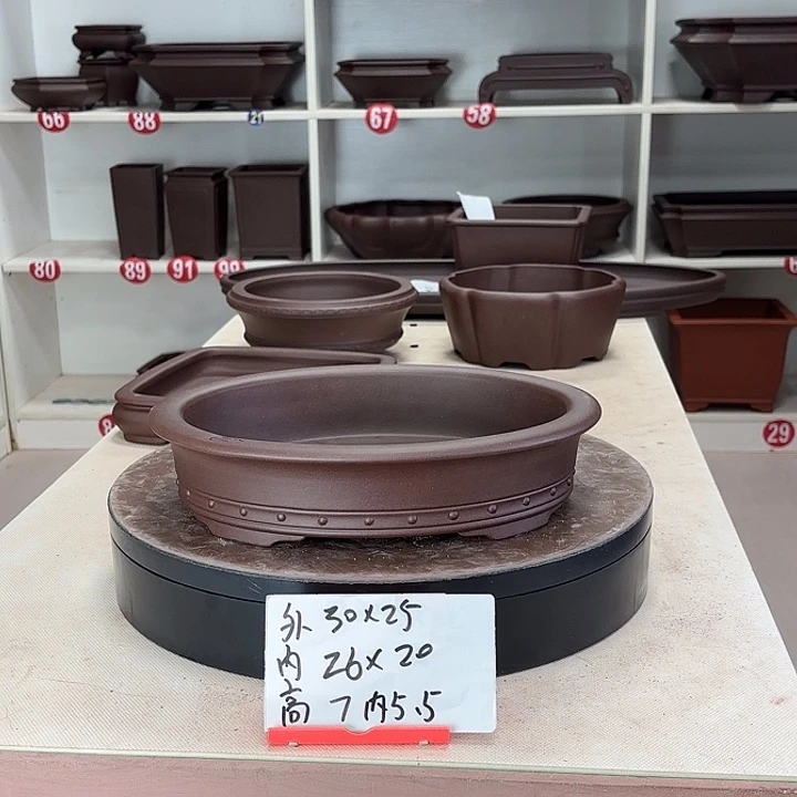 花盆紫砂双线椭圆