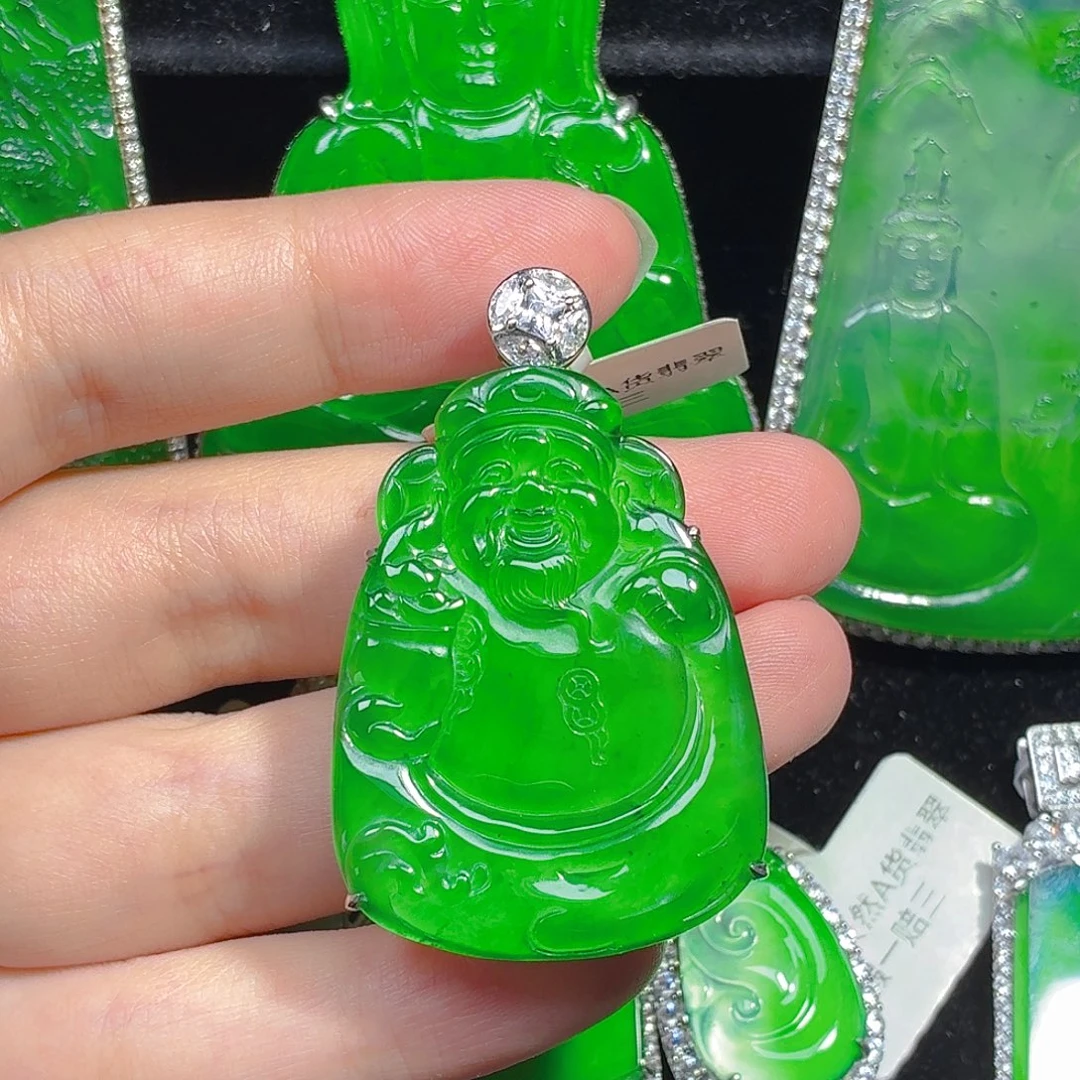 翡翠银S925镶嵌颈饰天然A货翡翠