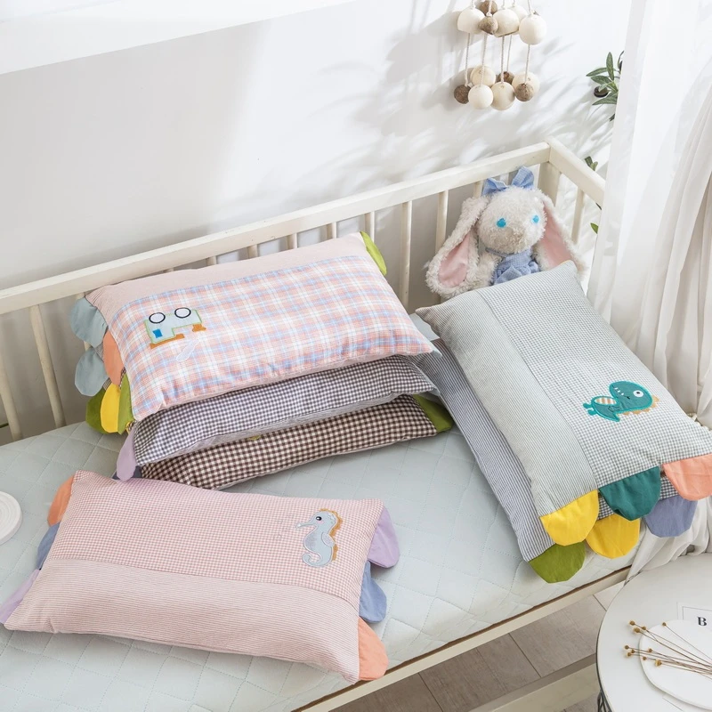 儿童枕套30x50枕头套幼儿园女生枕芯套宝宝四季通用男生刺绣30*50