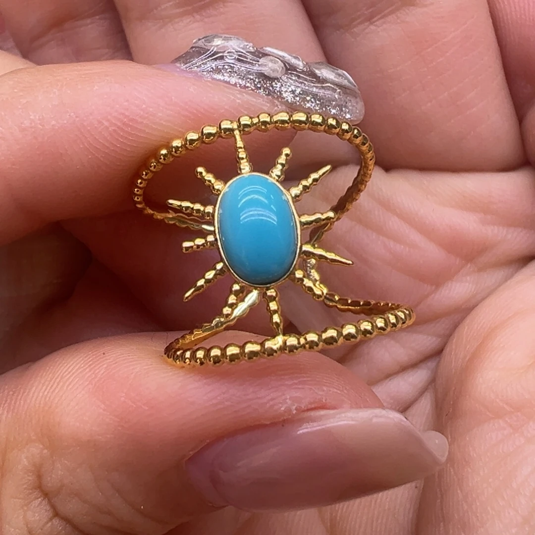 绿松石18K金镶嵌配件戒指