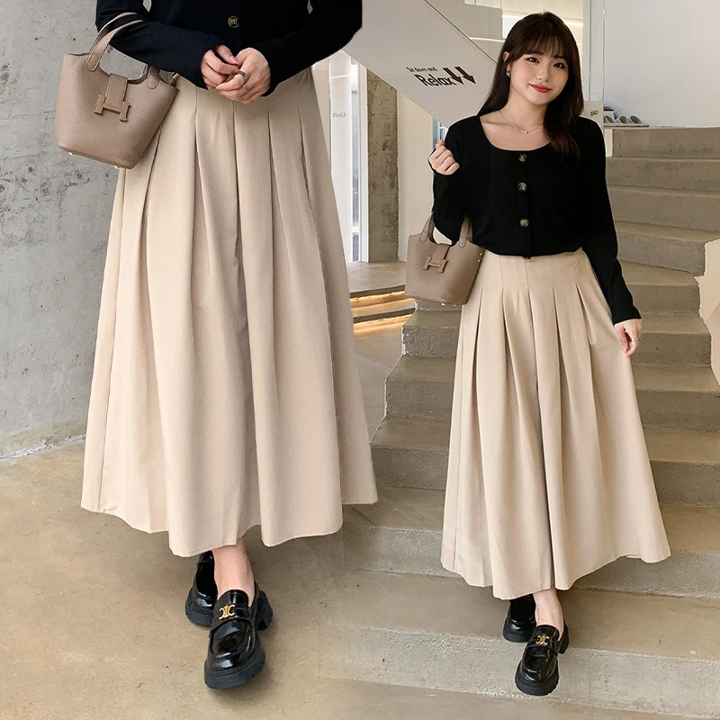 鱼尾裙大码春秋胖mm显瘦遮肉秋季女装高腰遮跨藏肉感气质长裙