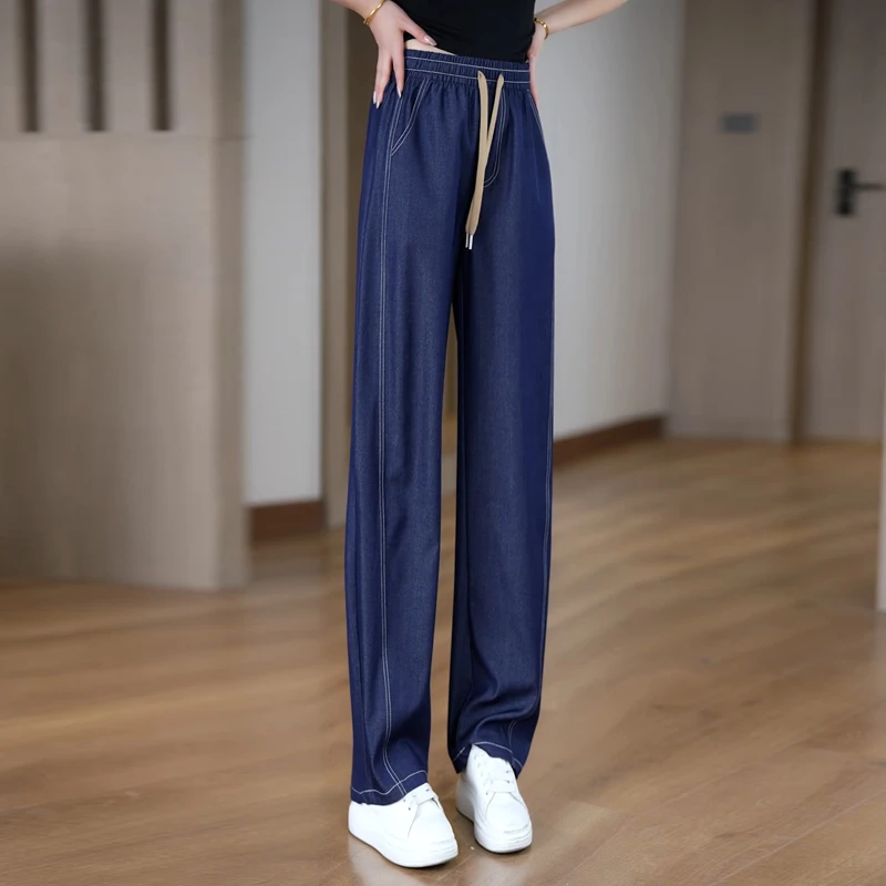 【运补6-10¥ 现货！】丹宁蓝新款牛仔裤窄版直筒弯刀裤休闲女裤