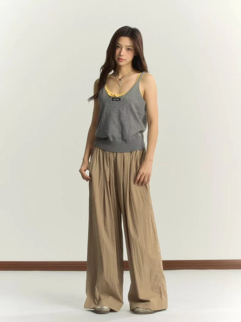 A16-2卡其灰色“后松紧腰”休闲裤（316）